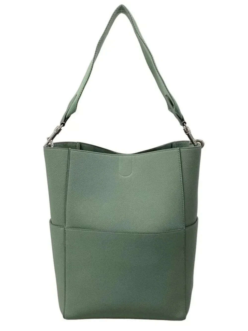 CELINE Sangle Medium 189593AH.29CN Celadon Grained Calfskin Shoulder Bag